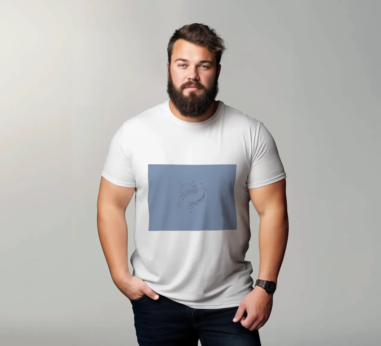 Abstract dynamic circular pattern in blue tones t-shirt by Something for you