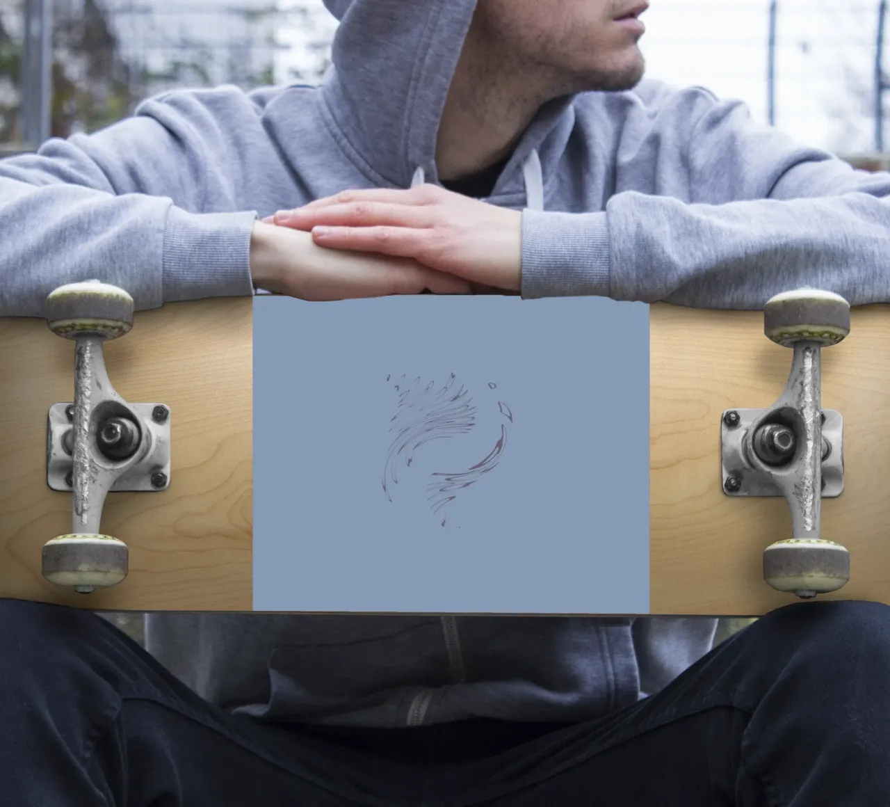 Motif circulaire abstrait et dynamique dans les tons bleus autocollant de Something for you