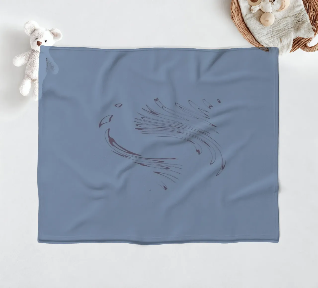 Abstract dynamic circular pattern in blue tones fleece blanket by Something for you