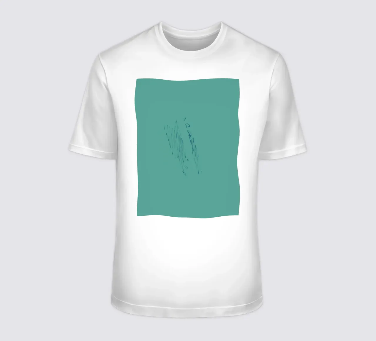 Abstract dynamic curved pattern in green and blue t-shirt by Something for you