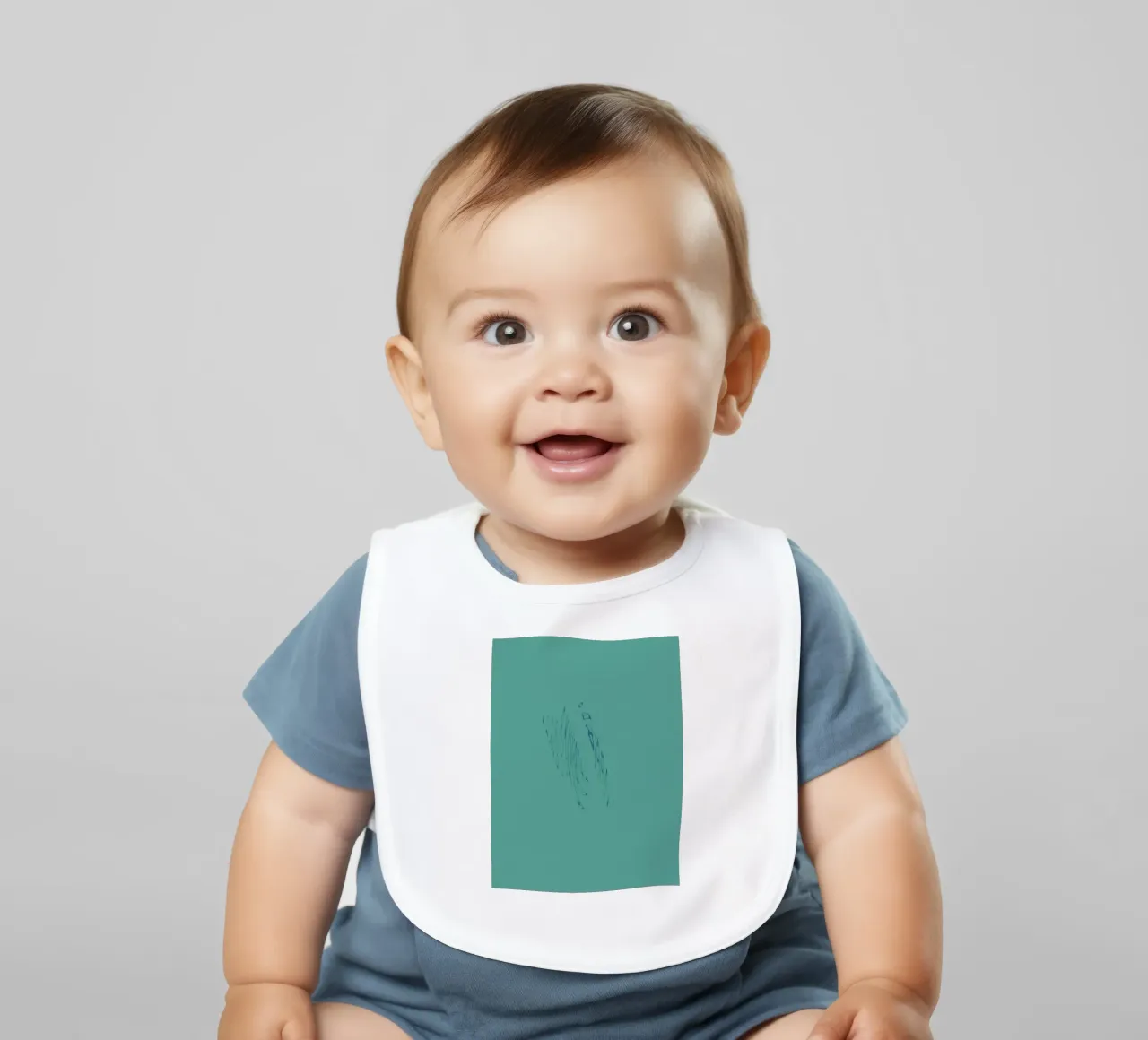 Abstract dynamic curved pattern in green and blue baby bib by Something for you