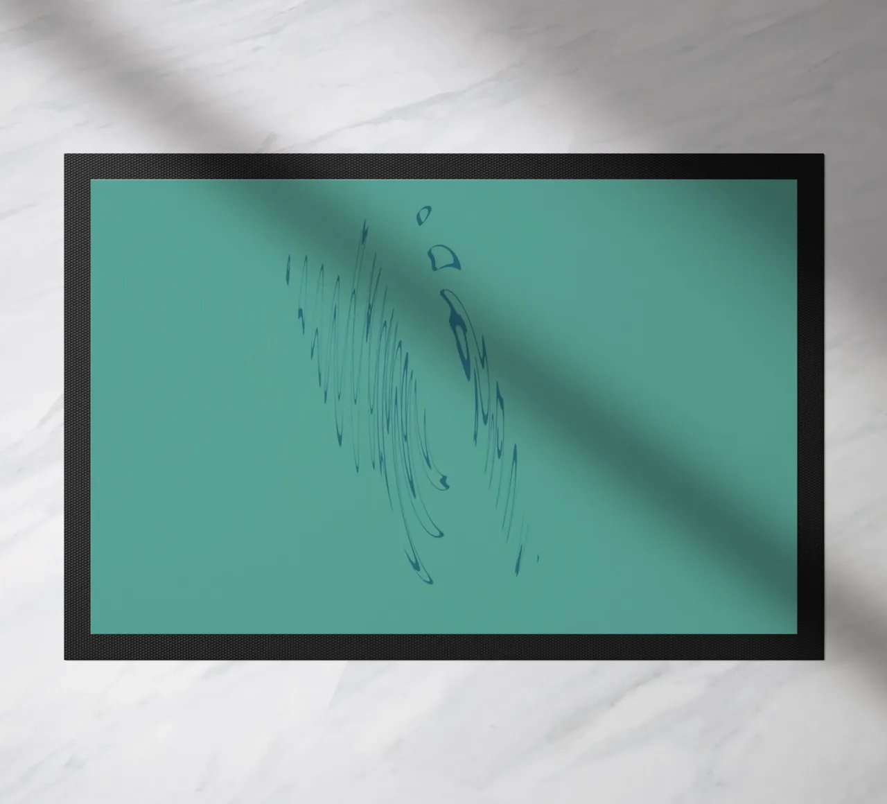 Abstract dynamic curved pattern in green and blue doormat by Something for you