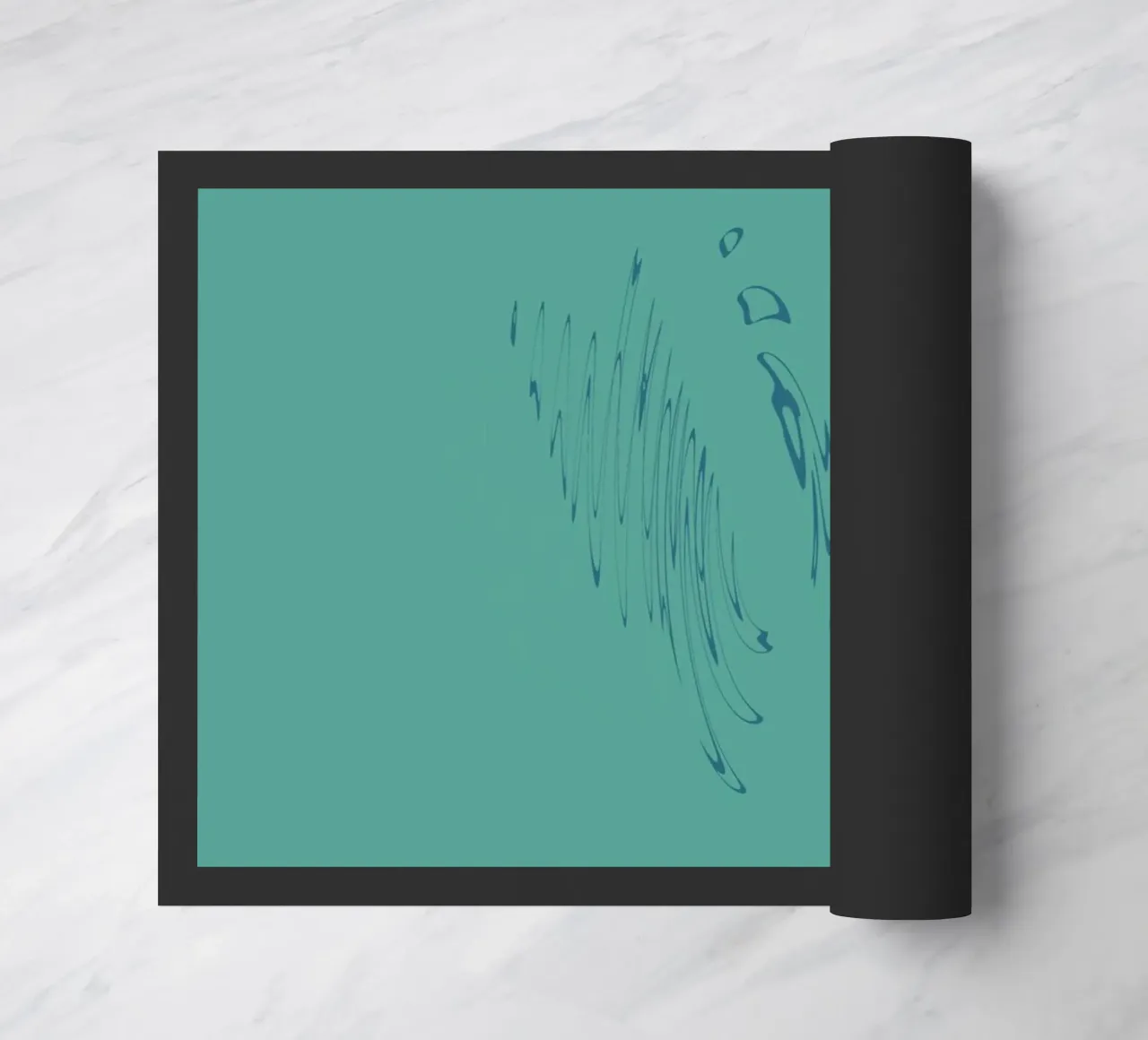 Abstract dynamic curved pattern in green and blue doormat by Something for you