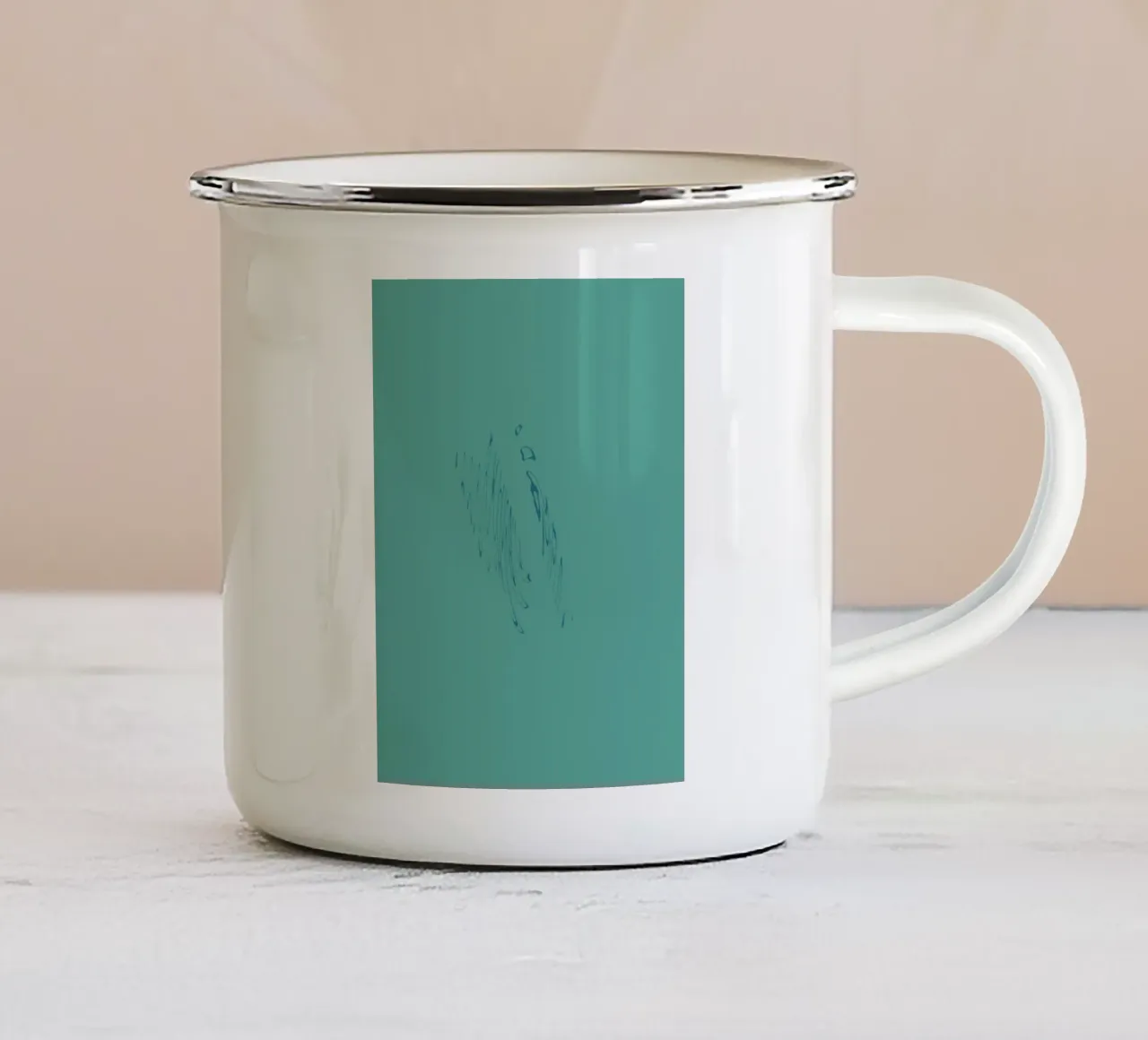 Abstract dynamisch gebogen patroon in groen en blauw emaille mok van Something for you
