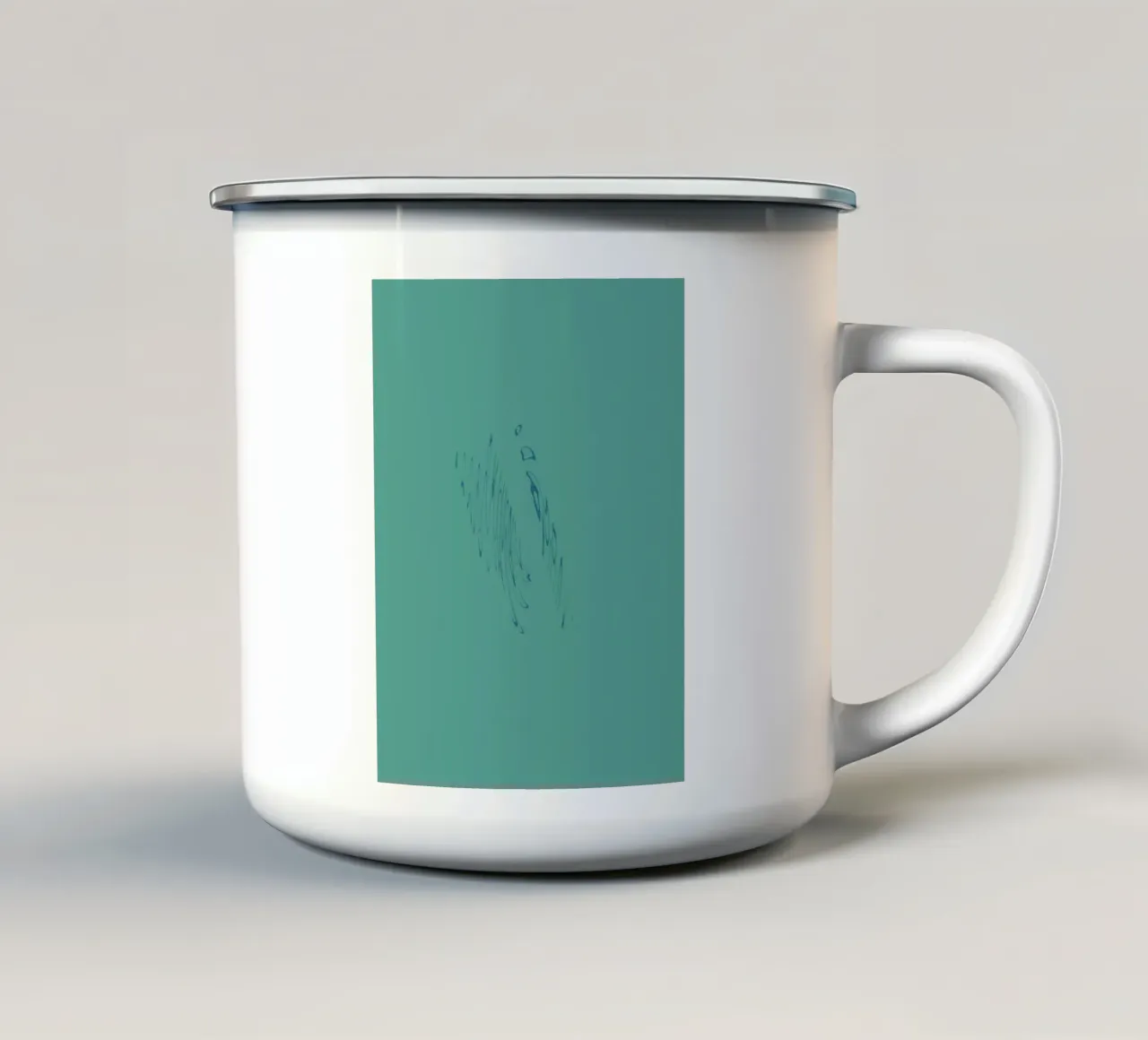 Abstract dynamisch gebogen patroon in groen en blauw emaille mok van Something for you