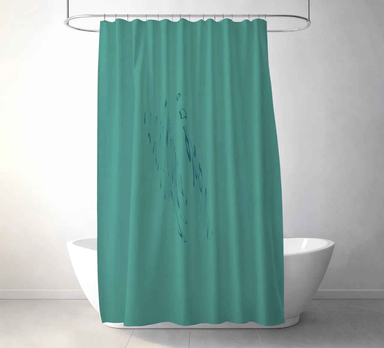 Abstract dynamic curved pattern in green and blue shower curtain by Something for you