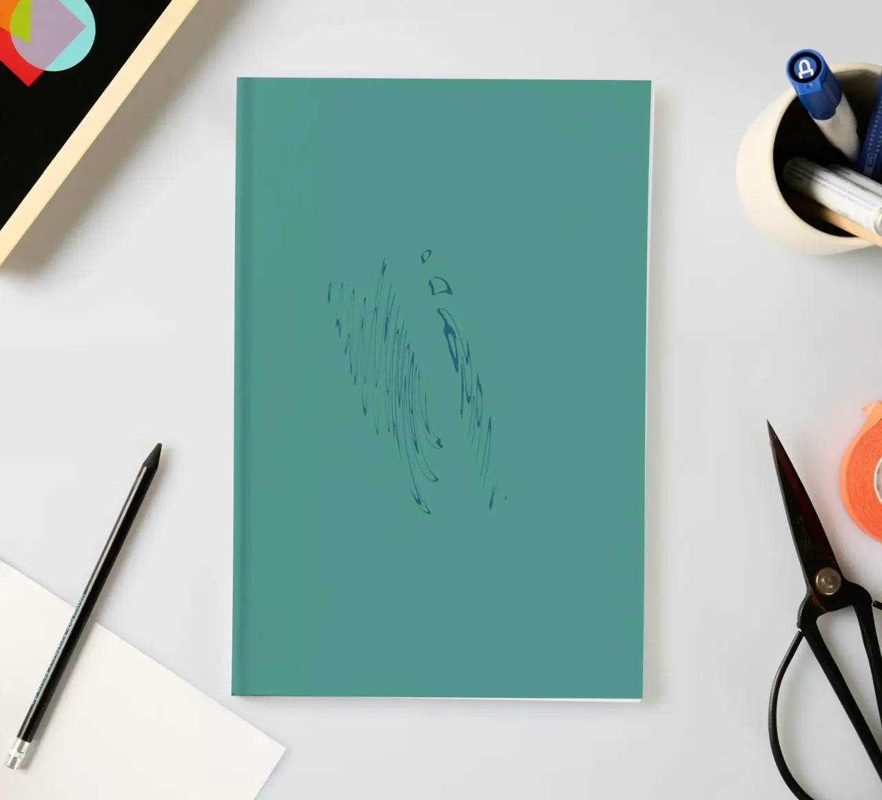 Abstract dynamic curved pattern in green and blue notebook by Something for you