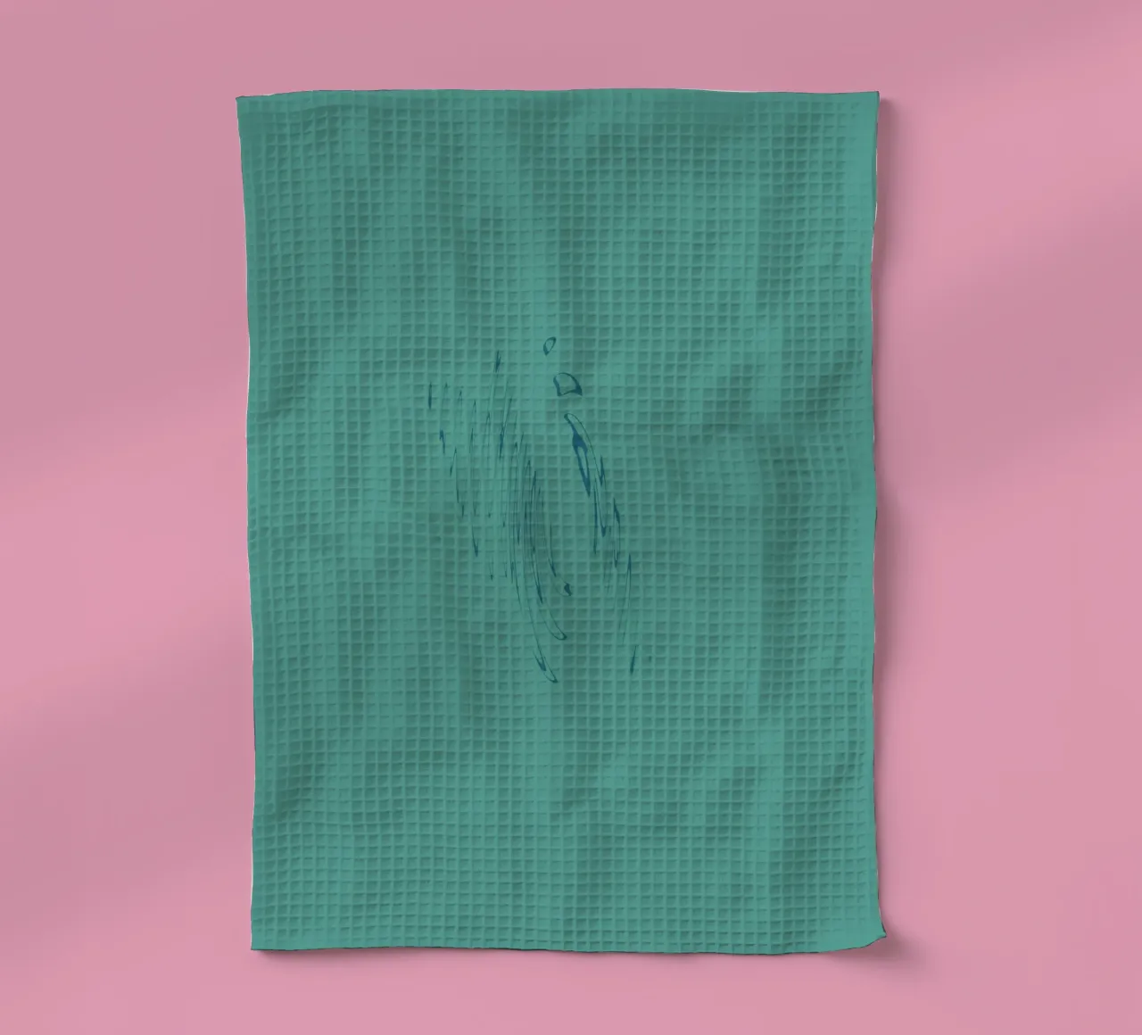 Abstract dynamic curved pattern in green and blue tea towel by Something for you