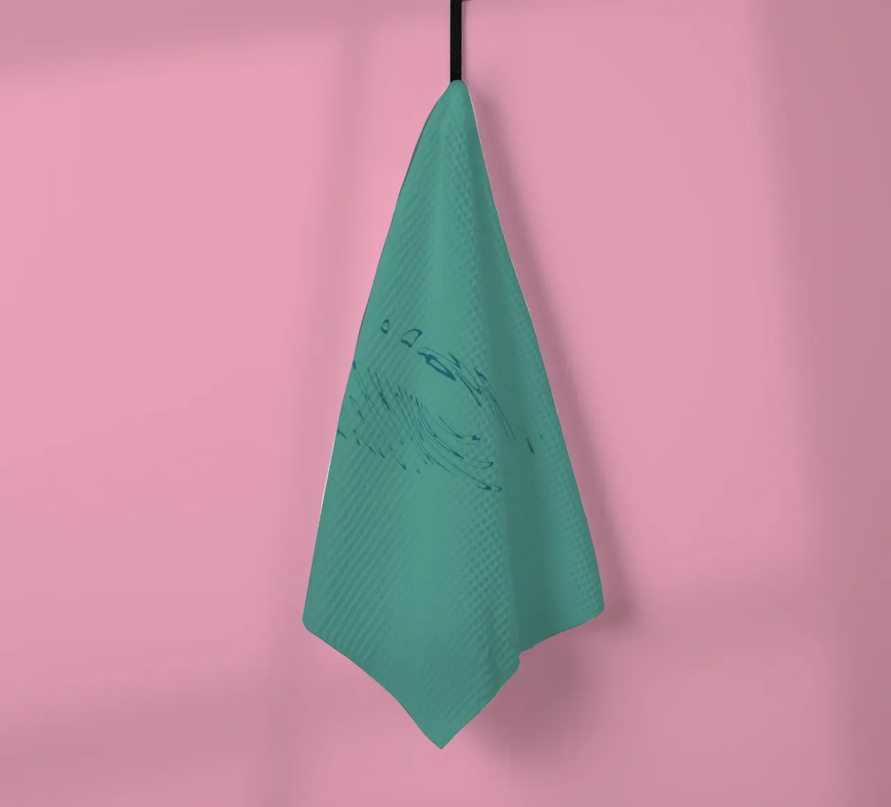 Motif dynamique abstrait incurvé en vert et bleu torchon de Something for you
