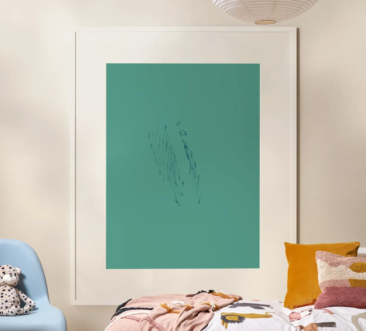 Abstract dynamisch gebogen patroon in groen en blauw hahnemühle van Something for you