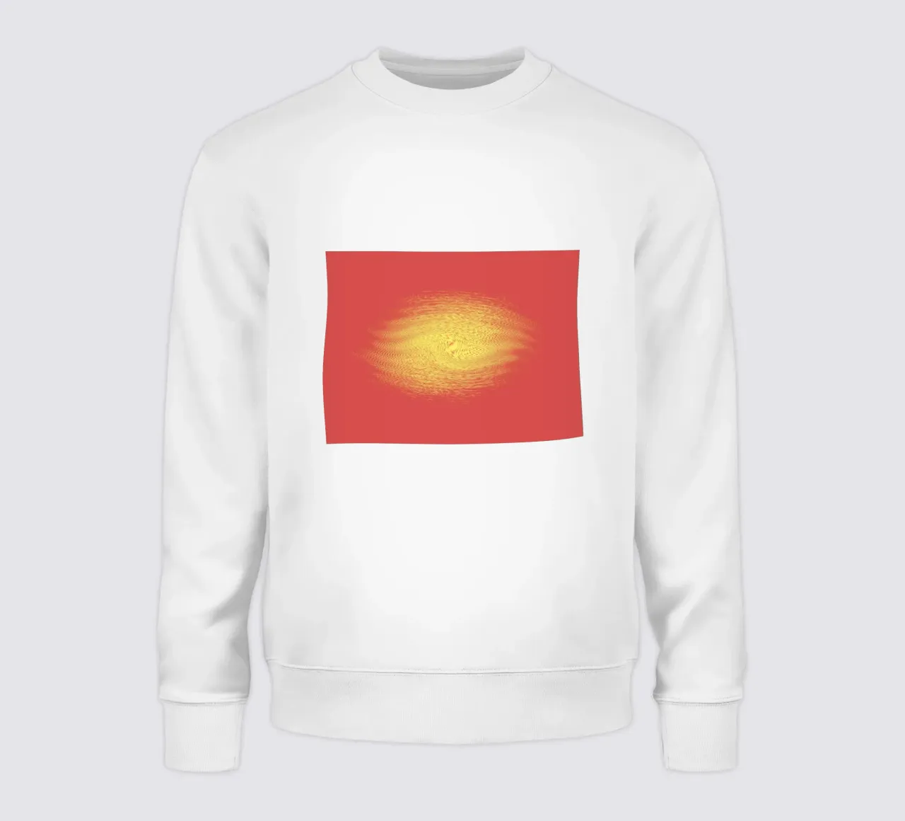 Abstract dynamic pattern in red and yellow sweatshirt by Something for you