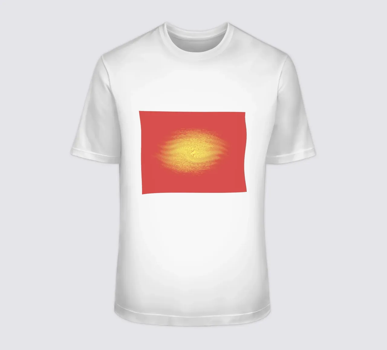 Abstract dynamic pattern in red and yellow t-shirt by Something for you