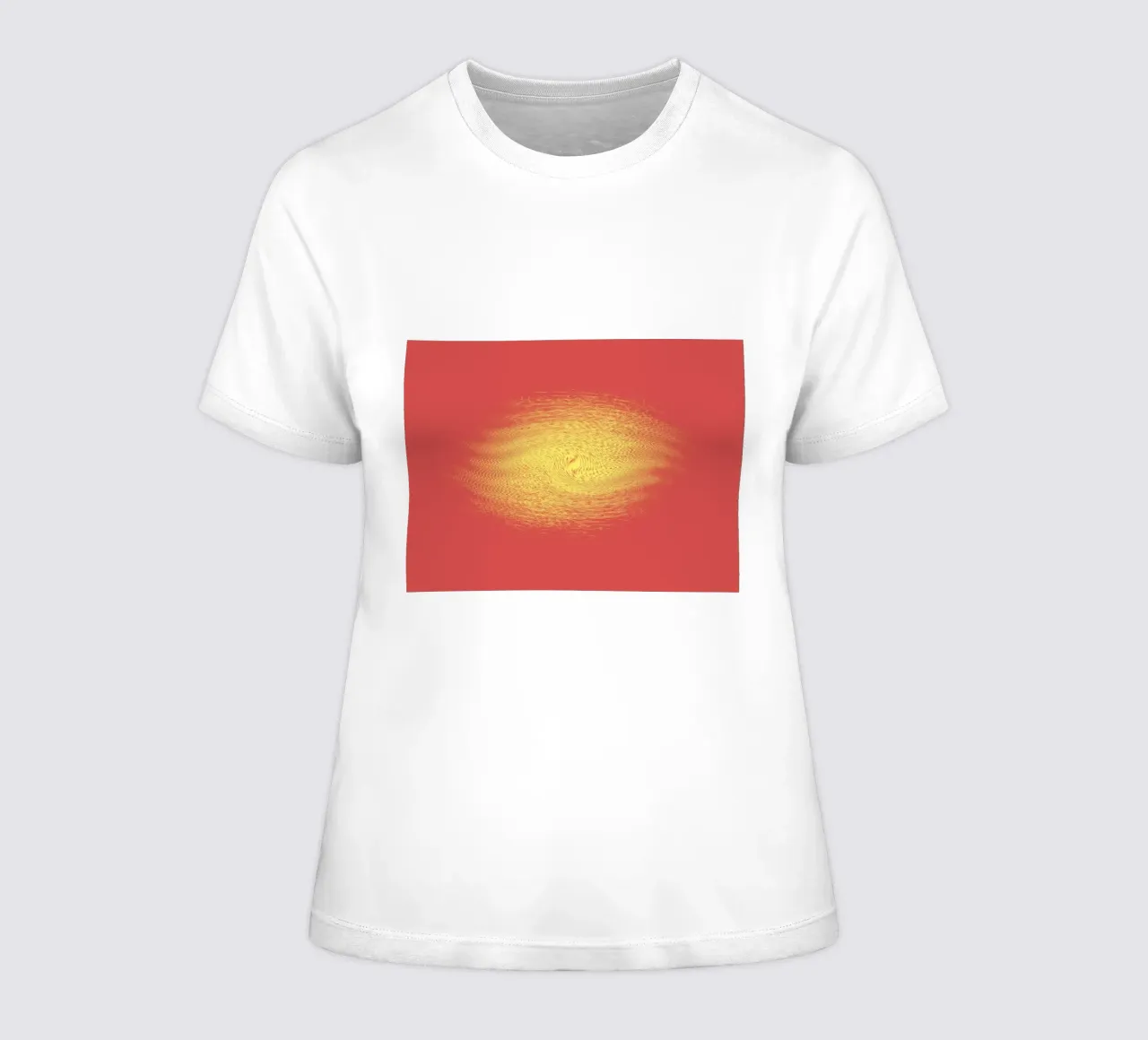Abstract dynamic pattern in red and yellow women's fitted t-shirt by Something for you