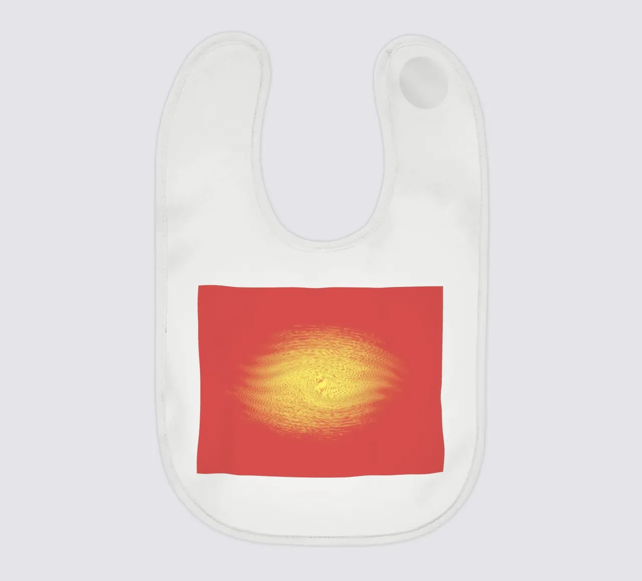 Abstract dynamic pattern in red and yellow baby bib by Something for you