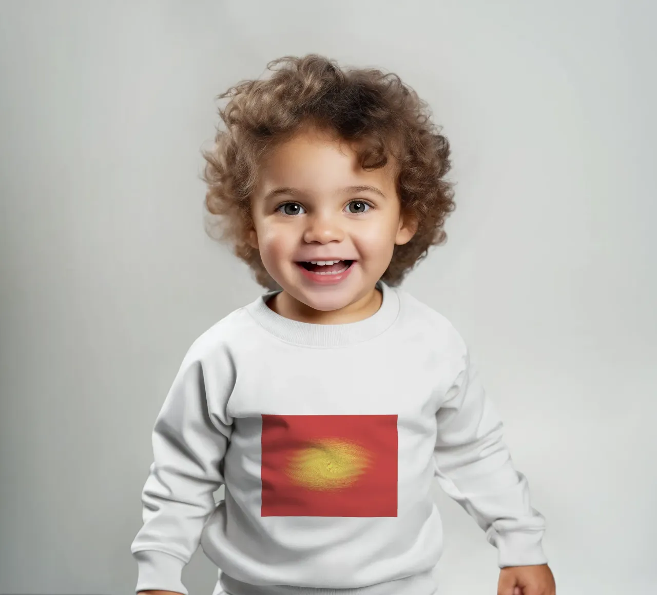 Abstract dynamic pattern in red and yellow baby sweatshirt by Something for you