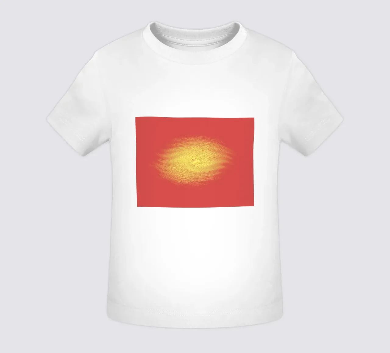 Abstract dynamic pattern in red and yellow baby t-shirt by Something for you