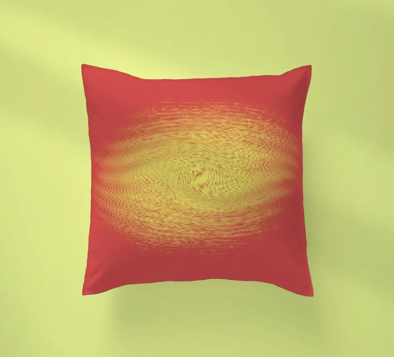 Abstract dynamic pattern in red and yellow decorative cushion by Something for you