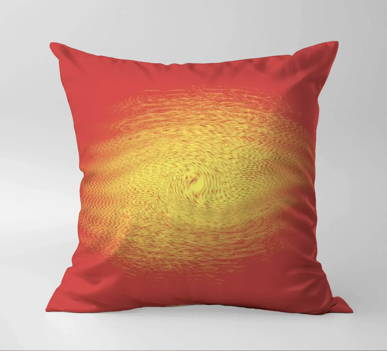 Abstract dynamic pattern in red and yellow decorative cushion by Something for you
