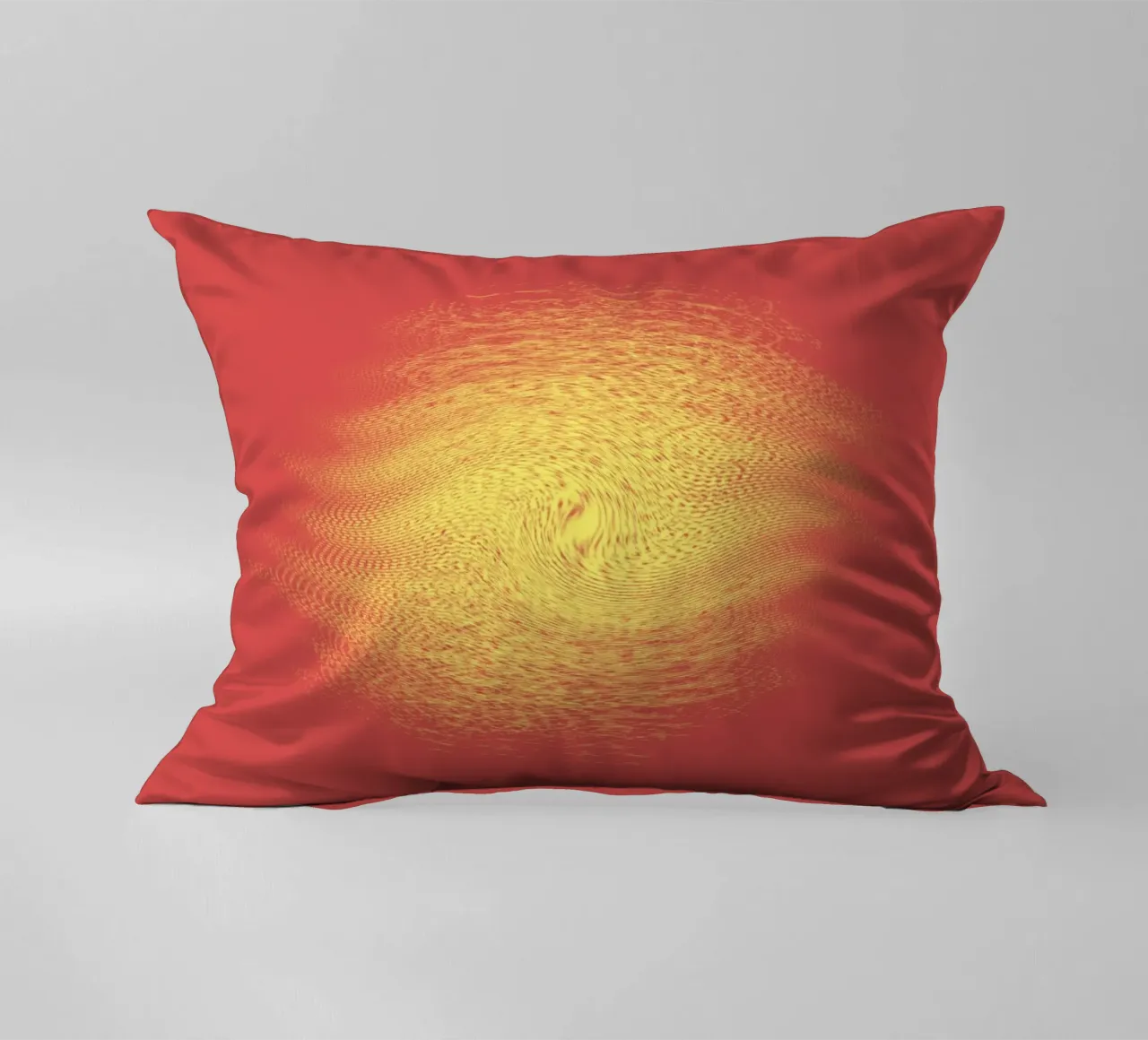 Abstract dynamic pattern in red and yellow decorative cushion by Something for you