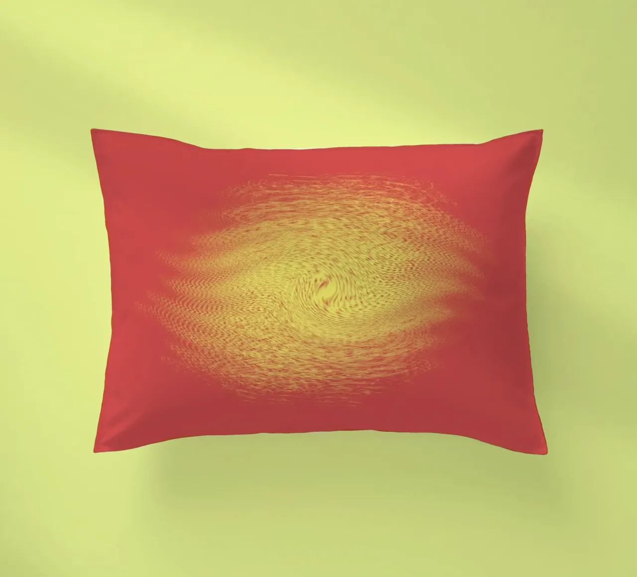 Abstract dynamic pattern in red and yellow decorative cushion by Something for you
