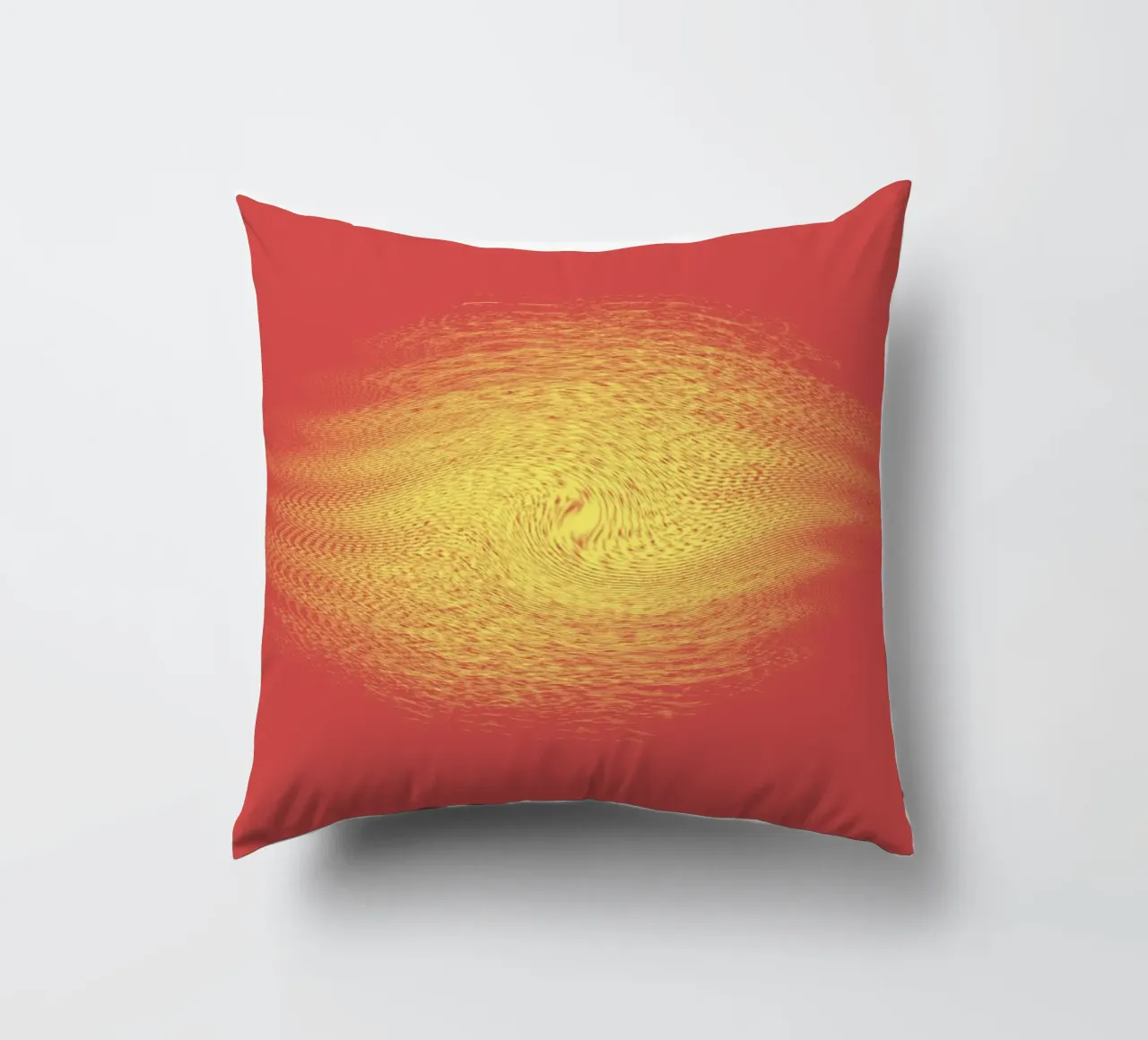 Abstract dynamic pattern in red and yellow decorative cushion by Something for you