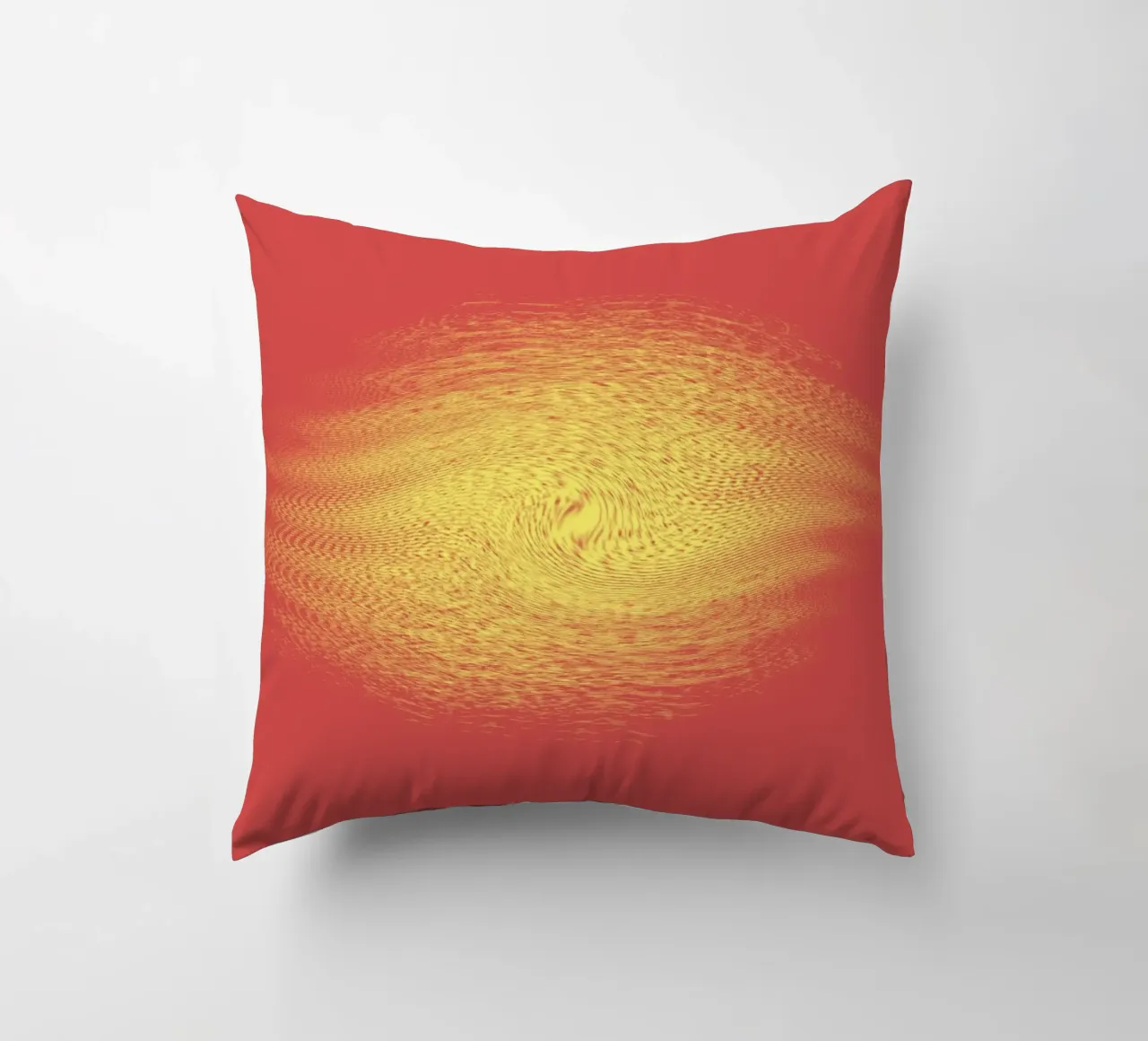 Abstract dynamic pattern in red and yellow decorative cushion by Something for you