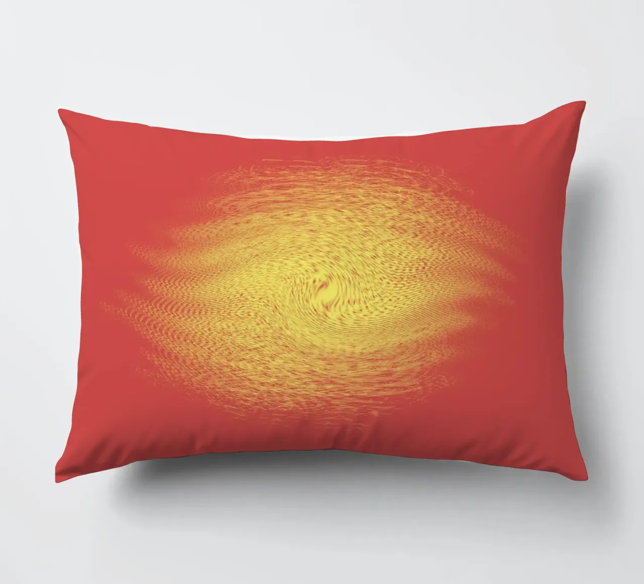 Abstract dynamic pattern in red and yellow decorative cushion by Something for you