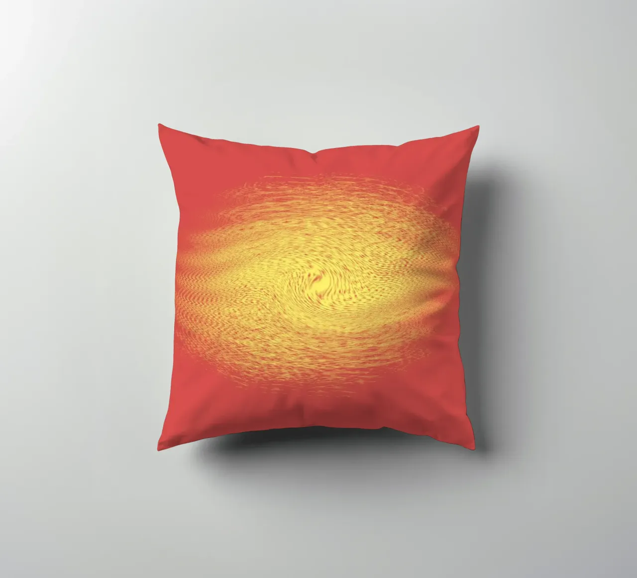 Abstract dynamic pattern in red and yellow decorative cushion by Something for you