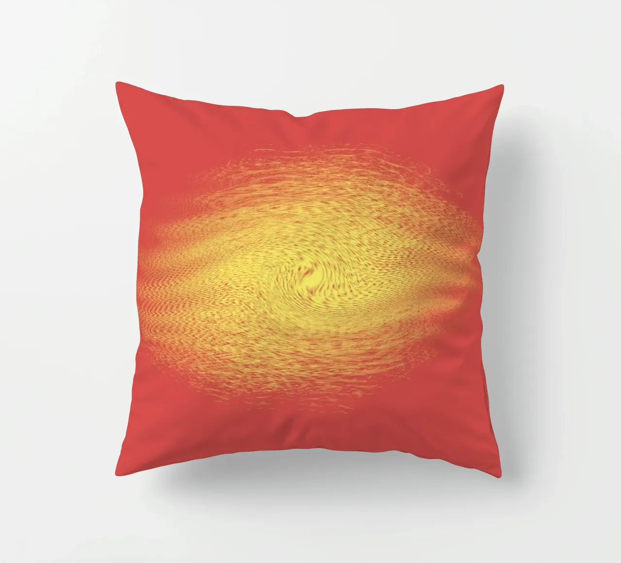 Abstract dynamic pattern in red and yellow decorative cushion by Something for you