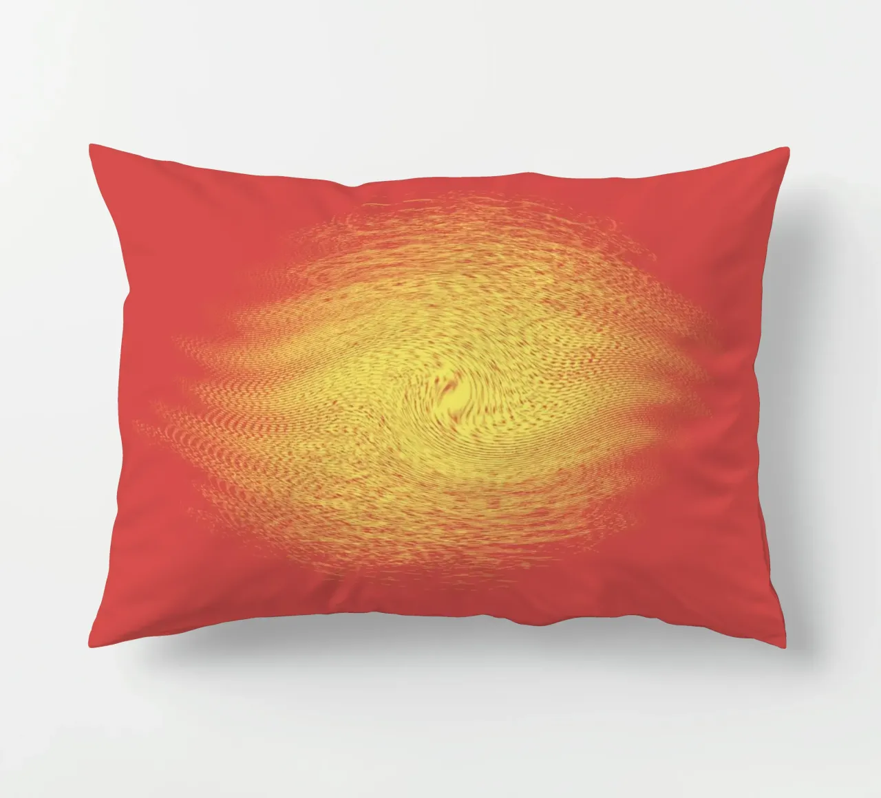 Abstract dynamic pattern in red and yellow decorative cushion by Something for you