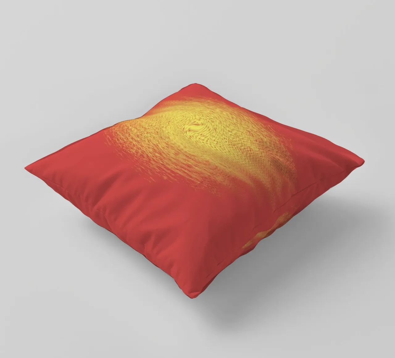 Abstract dynamic pattern in red and yellow decorative cushion by Something for you