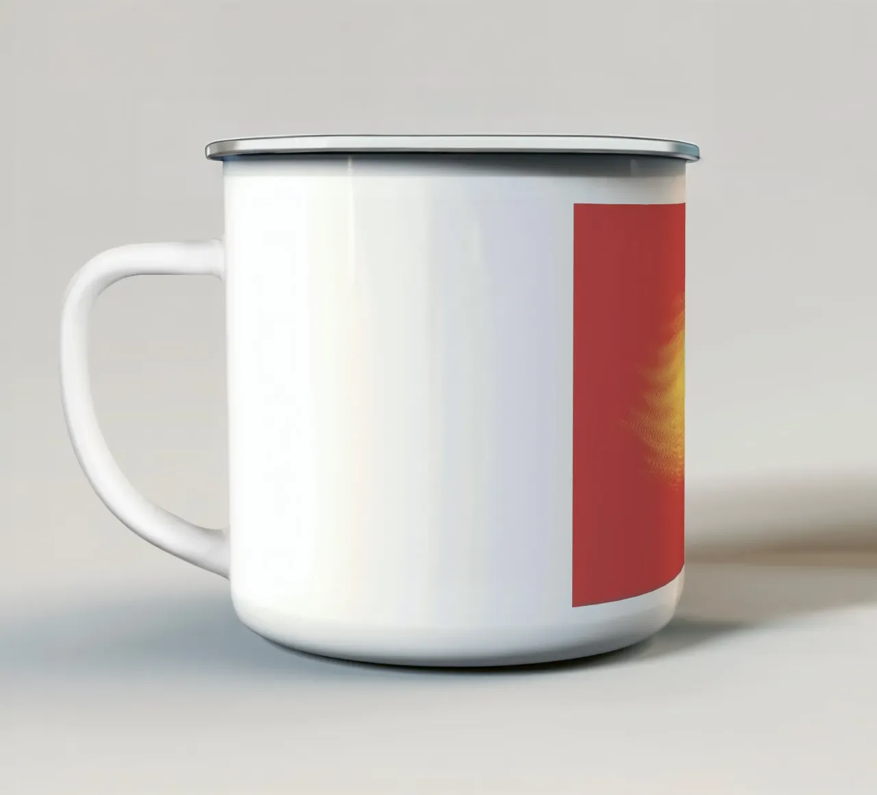 Motif dynamique abstrait en rouge et jaune mug en émail de Something for you