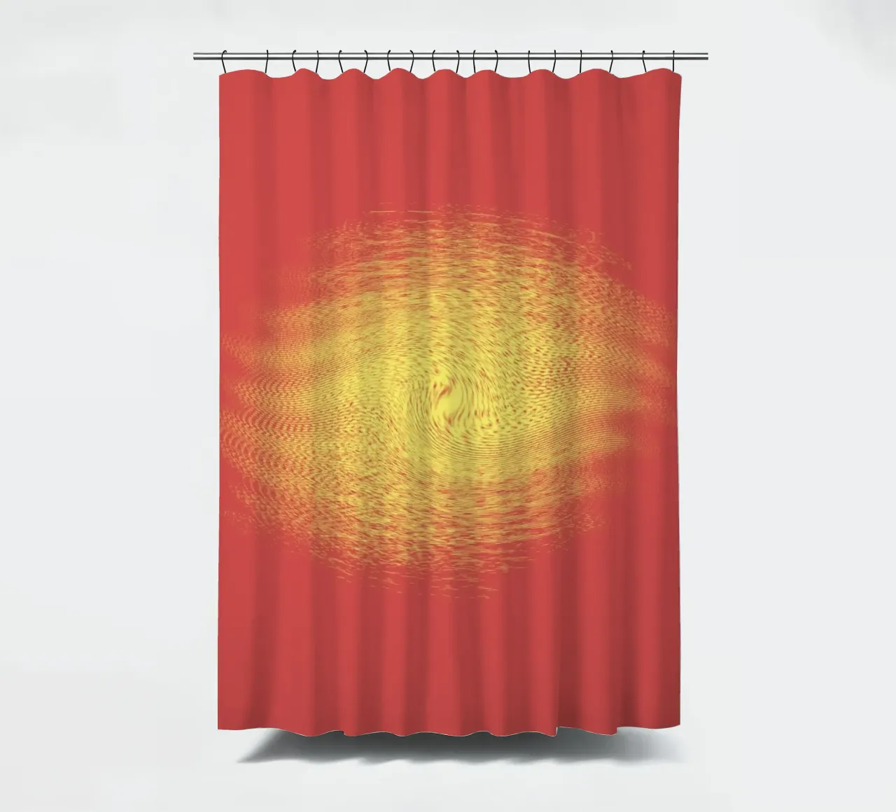 Abstract dynamic pattern in red and yellow shower curtain by Something for you