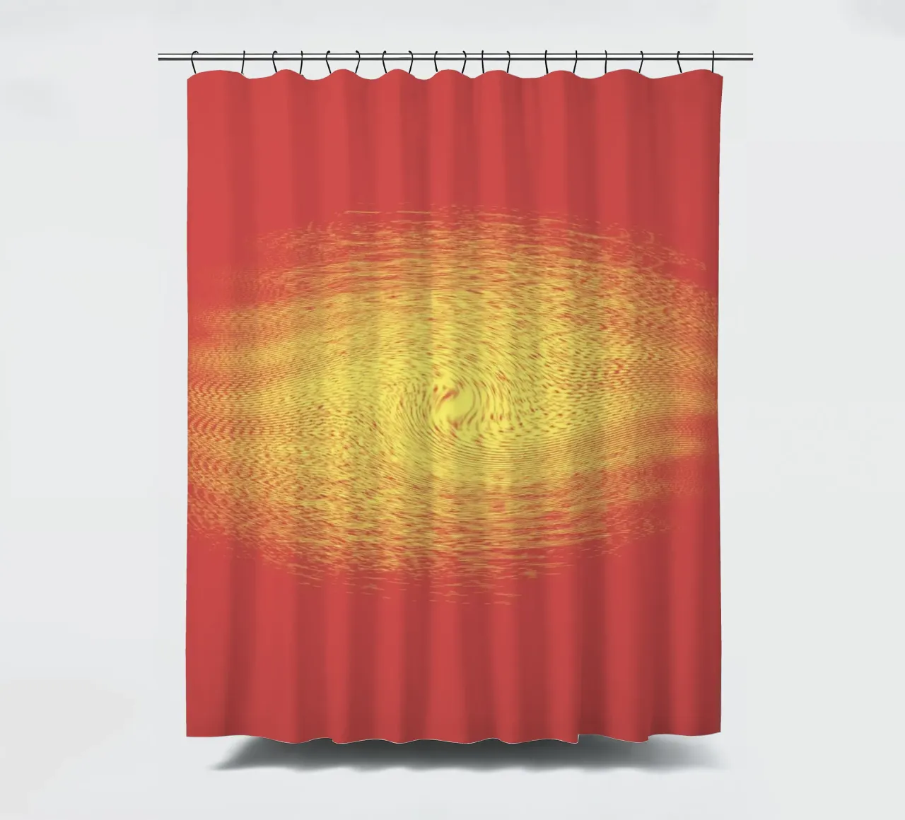 Abstract dynamic pattern in red and yellow shower curtain by Something for you
