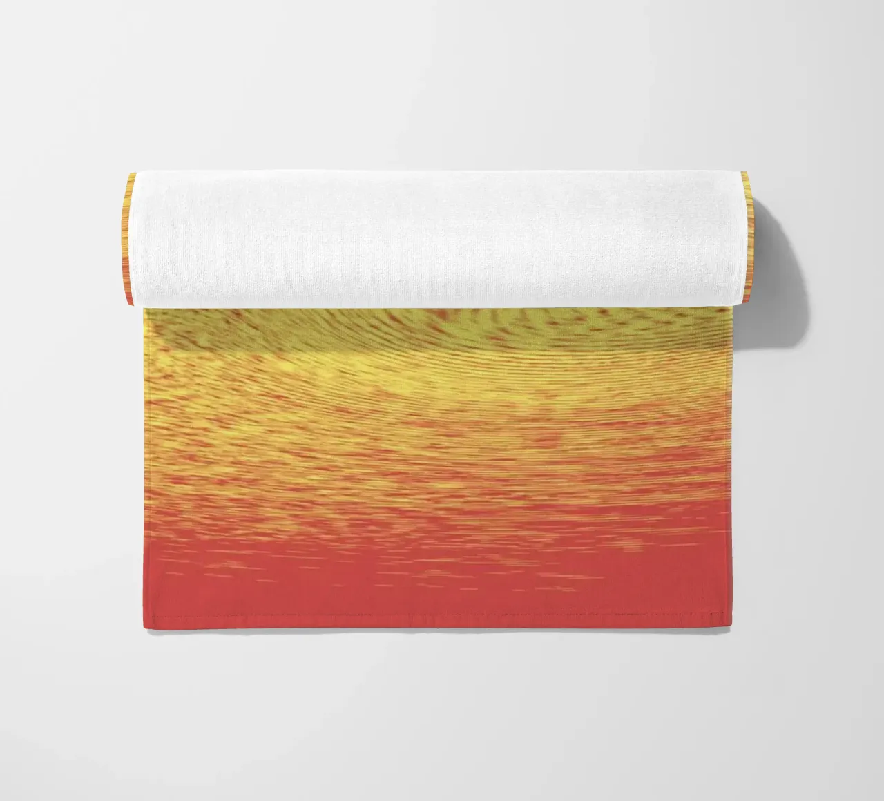 Abstract dynamic pattern in red and yellow beach towel by Something for you