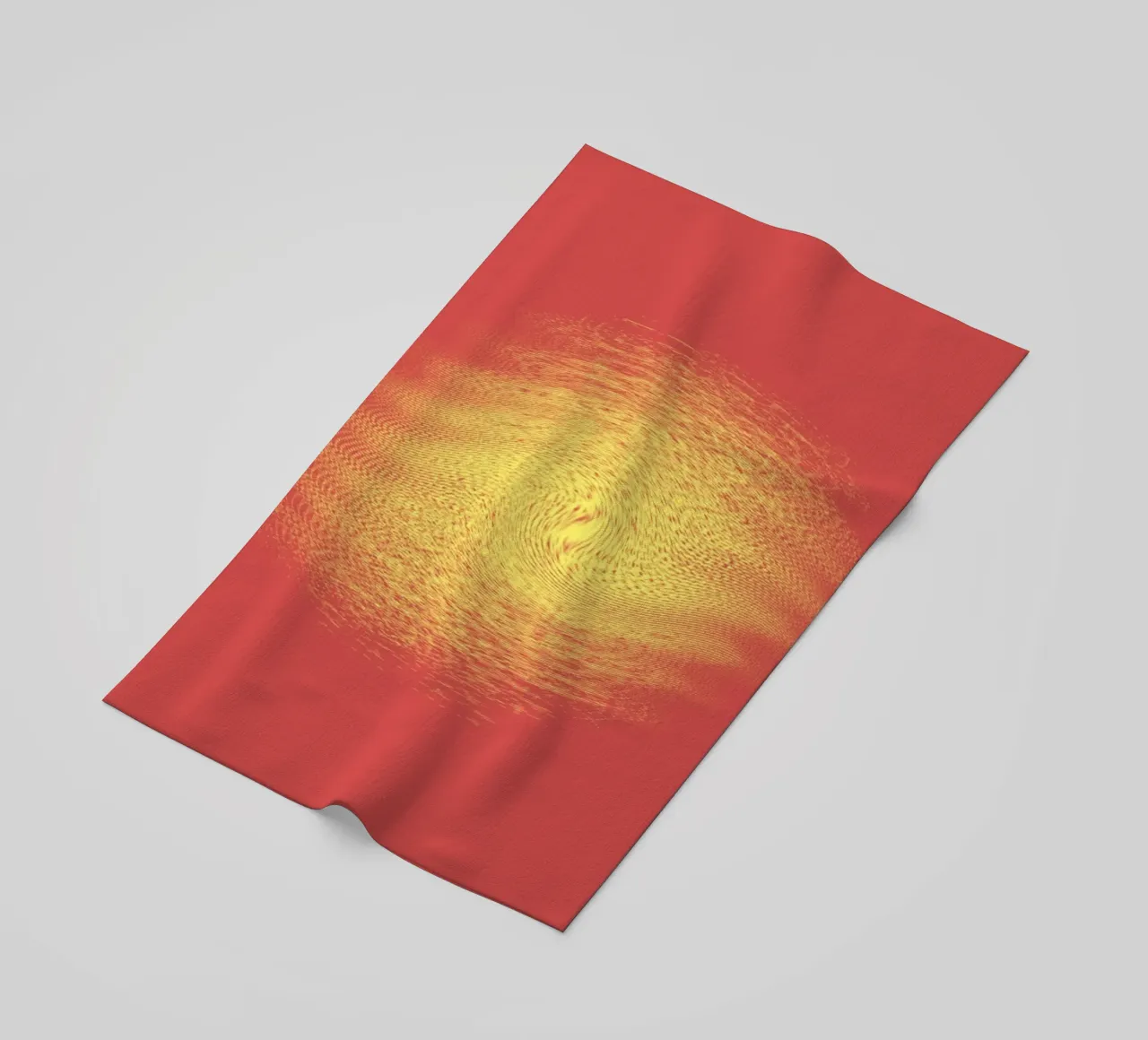 Abstract dynamic pattern in red and yellow beach towel by Something for you