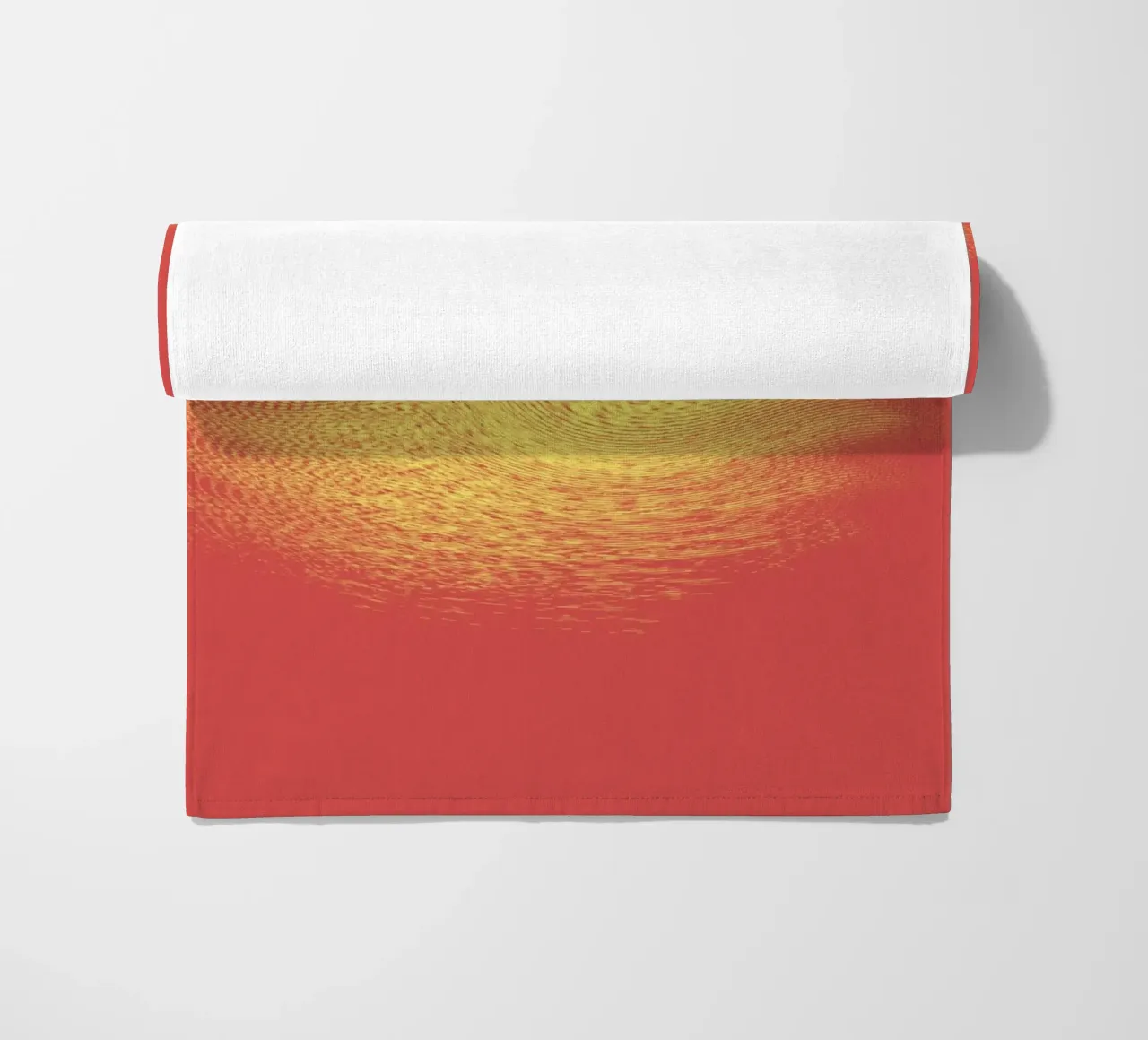 Abstract dynamic pattern in red and yellow beach towel by Something for you