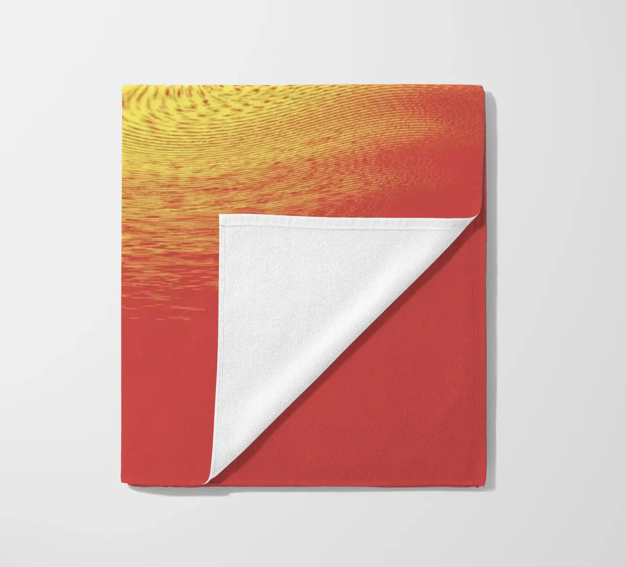 Abstract dynamic pattern in red and yellow beach towel by Something for you