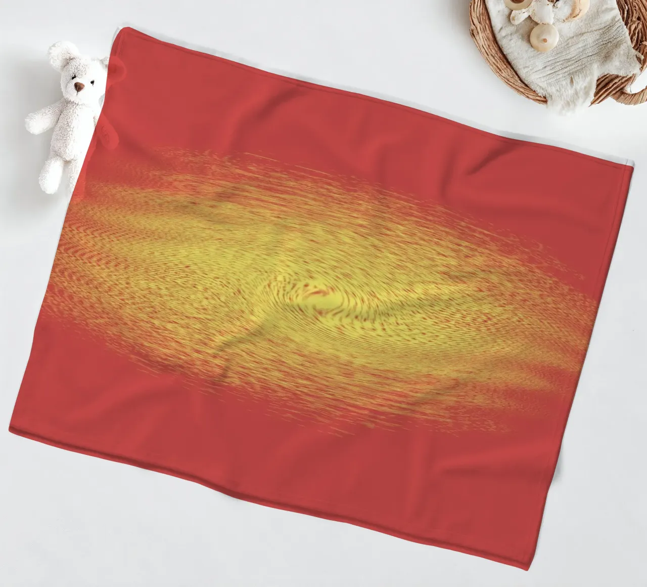 Abstract dynamic pattern in red and yellow fleece blanket by Something for you