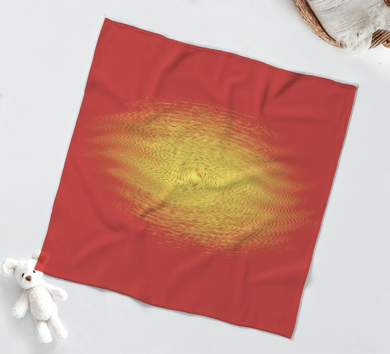 Abstract dynamic pattern in red and yellow fleece blanket by Something for you
