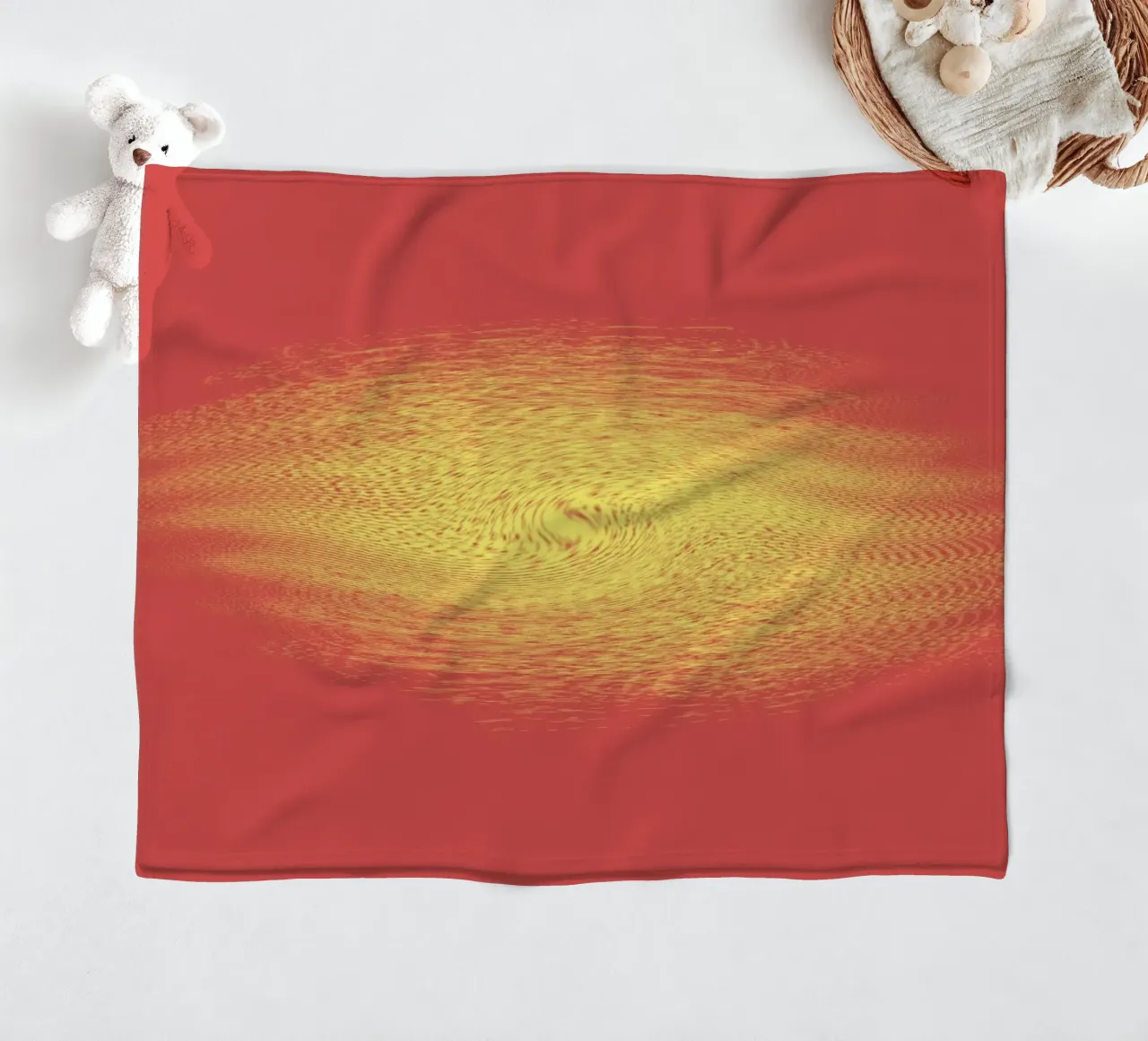 Abstract dynamic pattern in red and yellow fleece blanket by Something for you