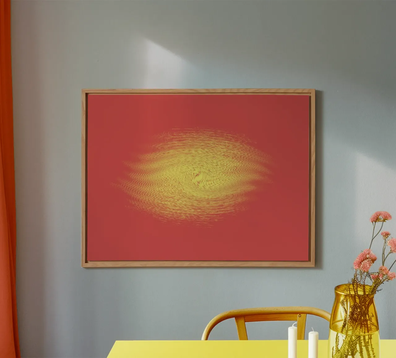 Abstract dynamic pattern in red and yellow alu-dibond by Something for you