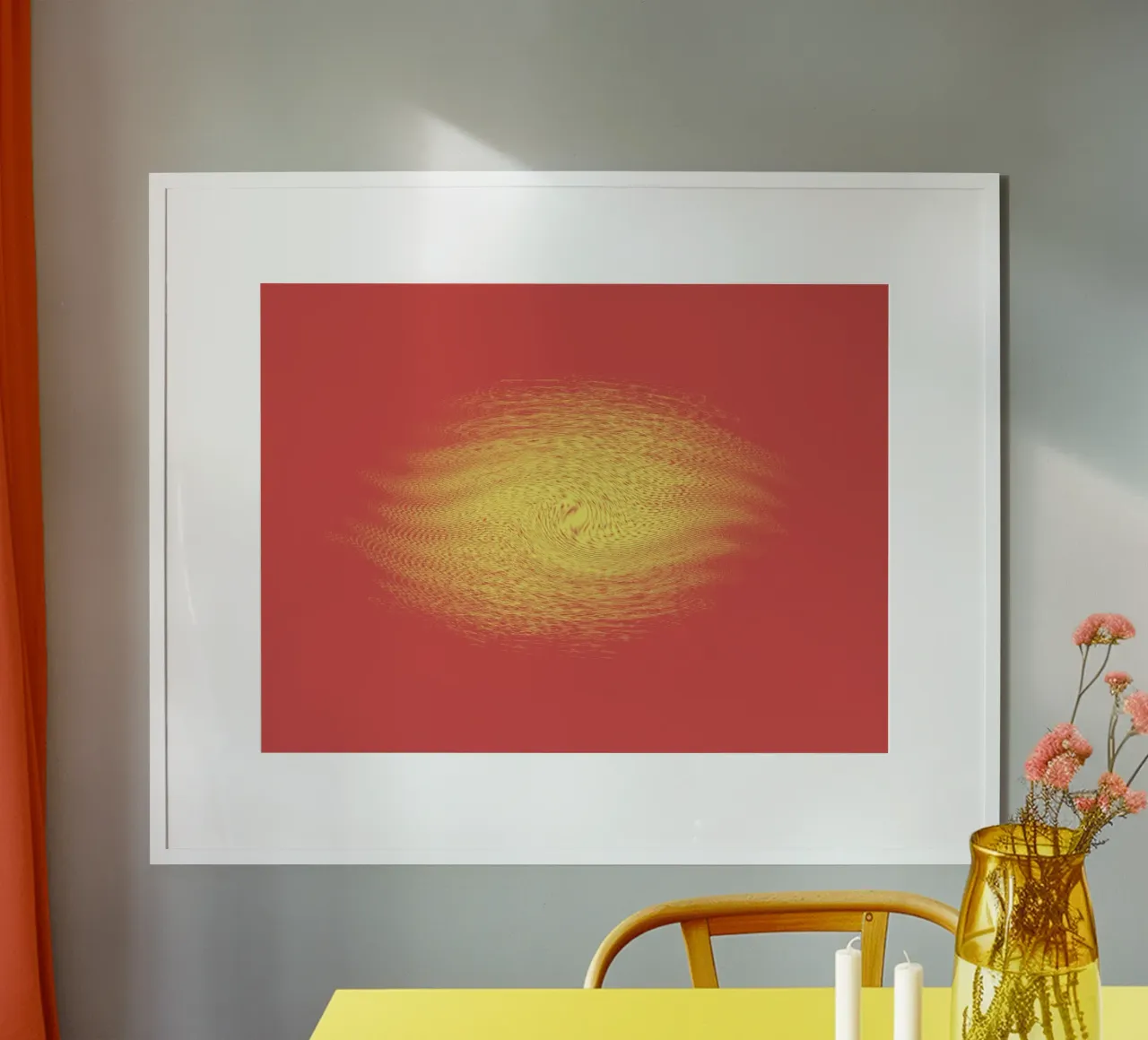 Abstract dynamic pattern in red and yellow hahnemühle by Something for you