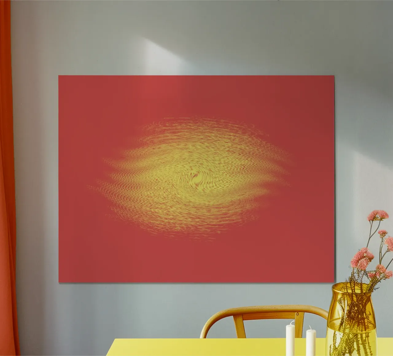 Abstract dynamic pattern in red and yellow hahnemühle by Something for you