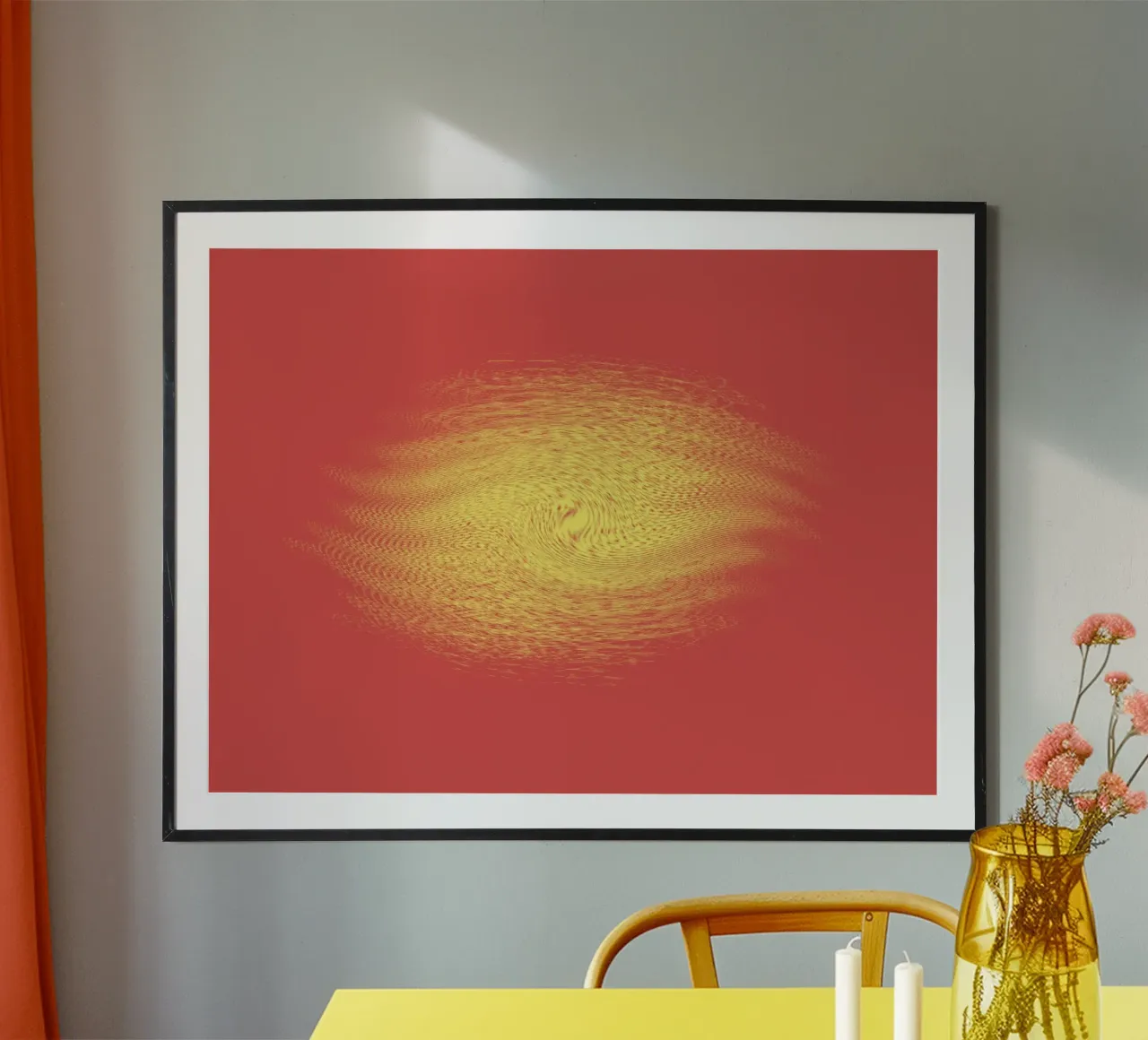 Abstract dynamic pattern in red and yellow hahnemühle by Something for you