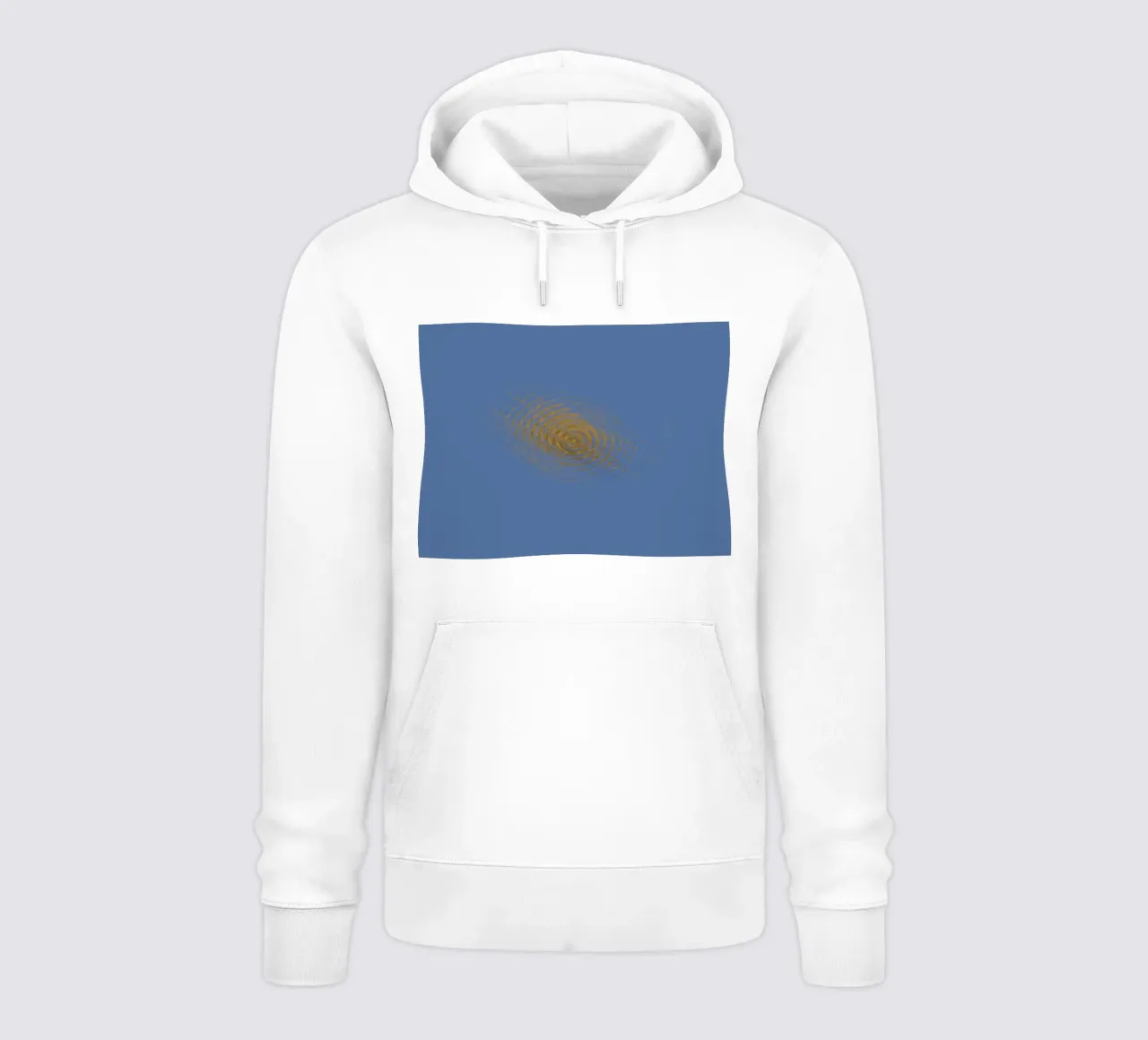 Abstract dynamic circular pattern in blue and yellow hoodie by Something for you