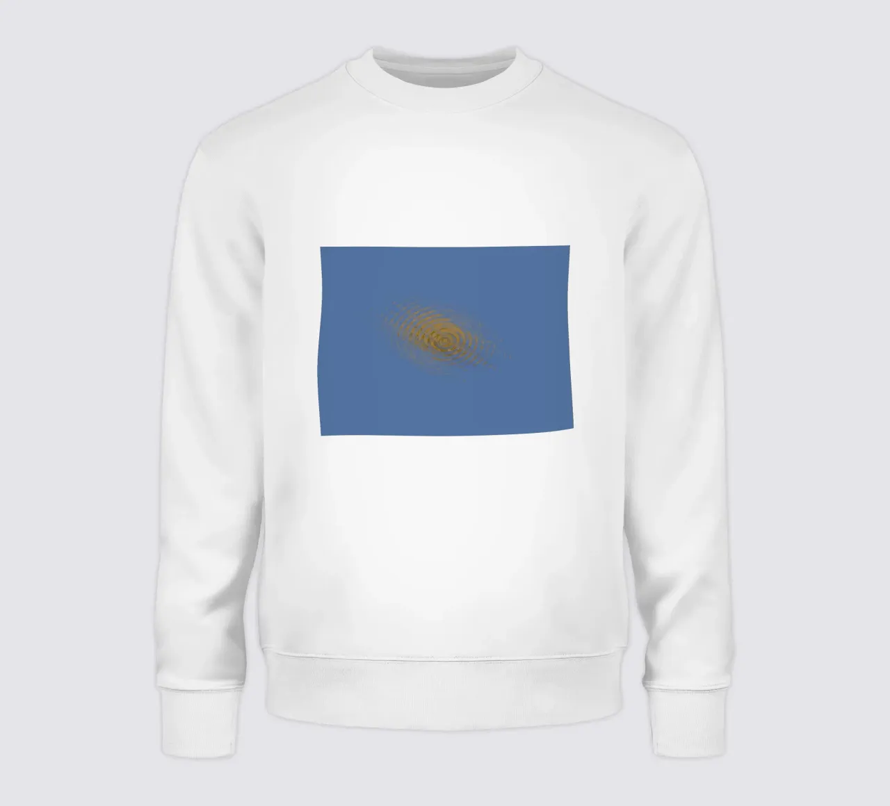 Abstract dynamic circular pattern in blue and yellow sweatshirt by Something for you