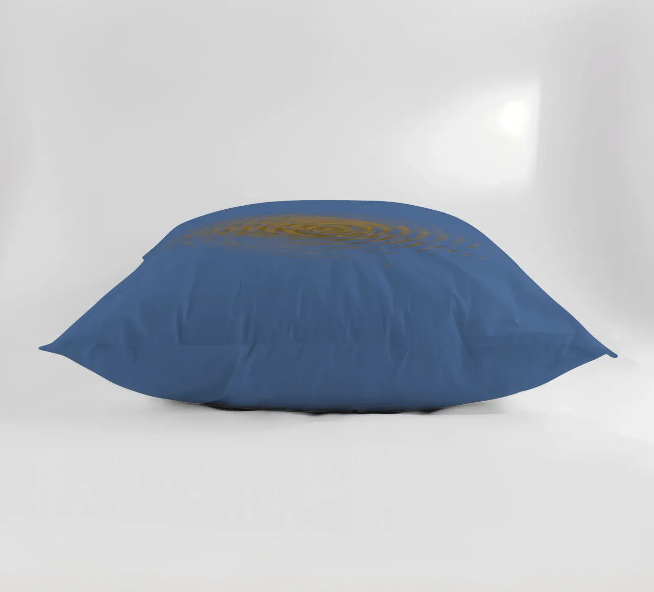 Motif circulaire abstrait et dynamique en bleu et jaune coussin de Something for you
