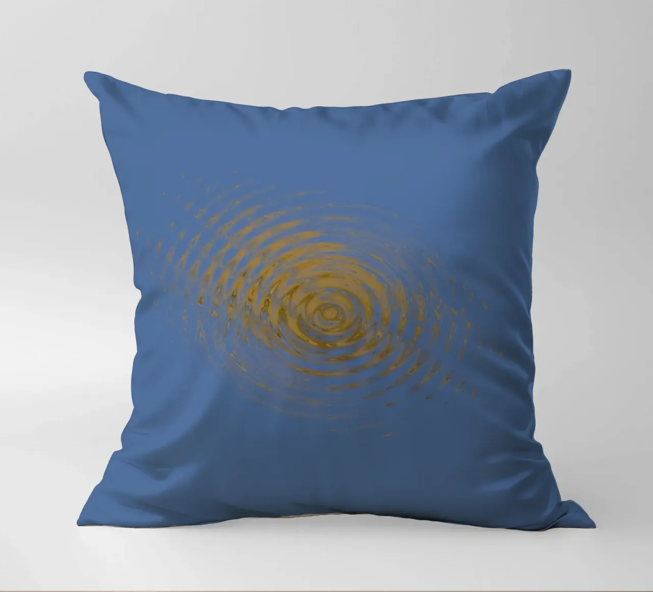Motif circulaire abstrait et dynamique en bleu et jaune coussin de Something for you