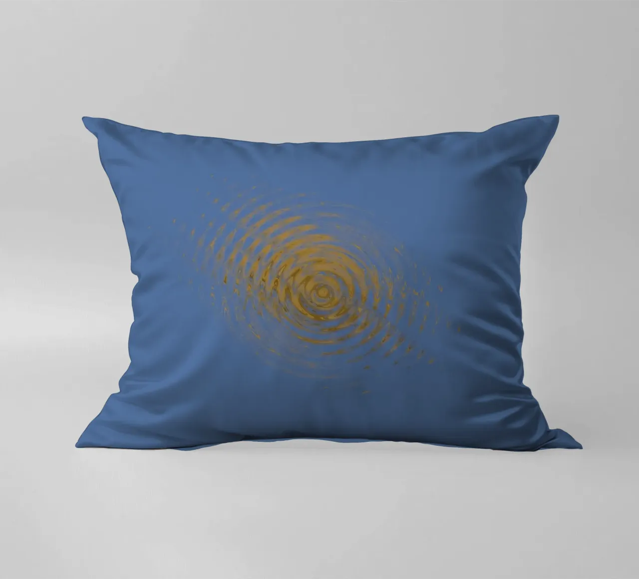 Motif circulaire abstrait et dynamique en bleu et jaune coussin de Something for you